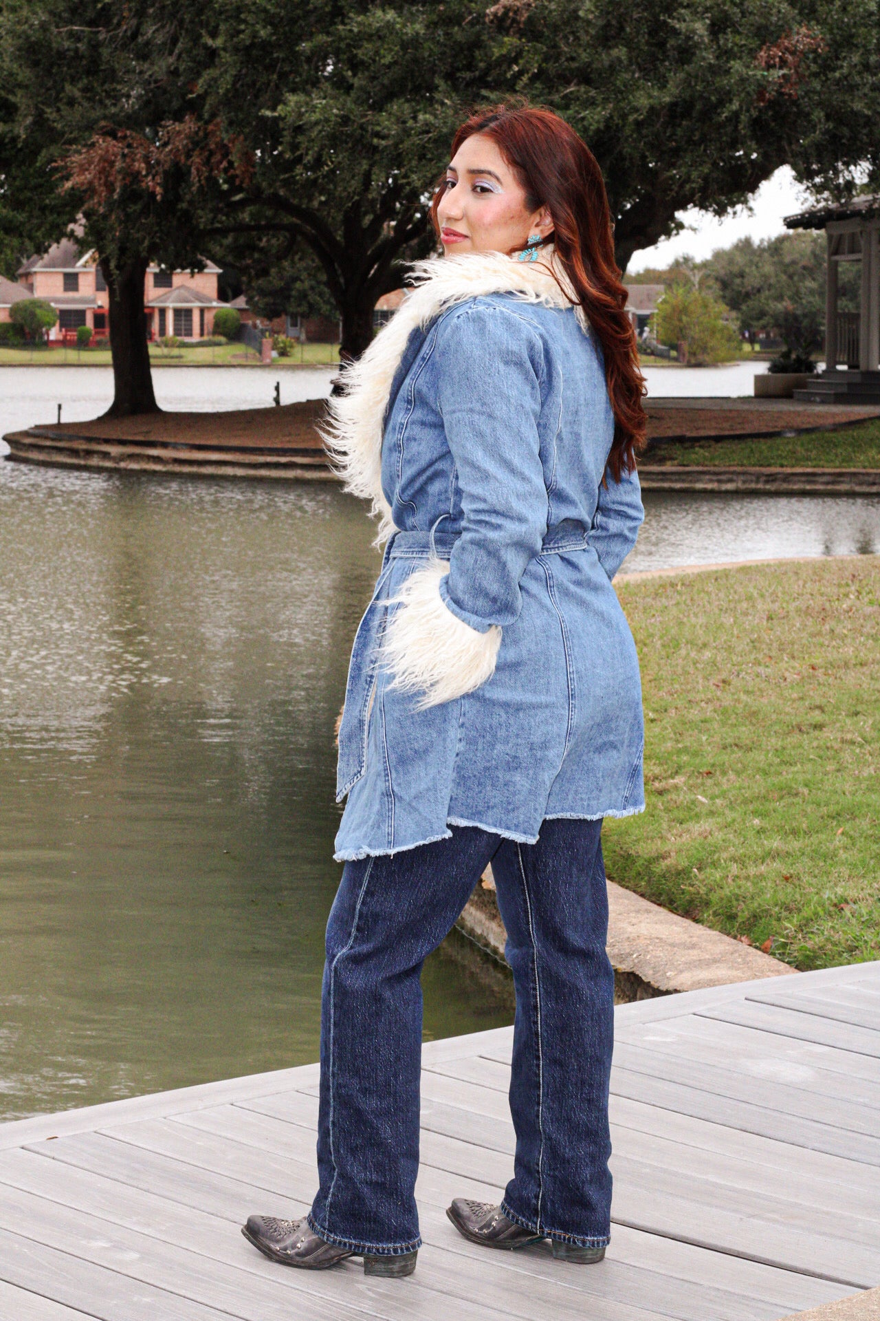 Fur Denim Coat