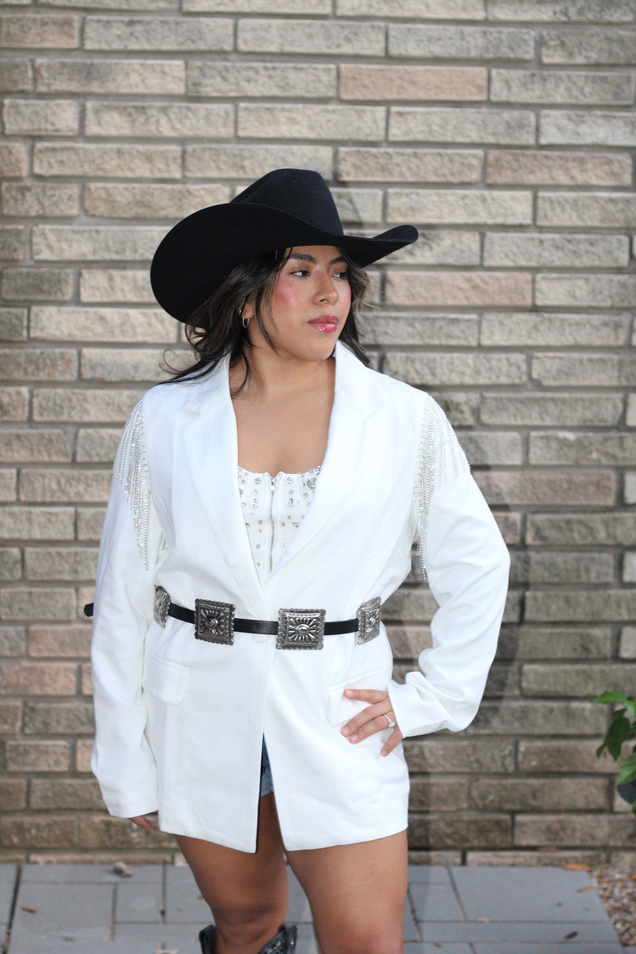 Boyfriend Rhinestone Fringe Blazer