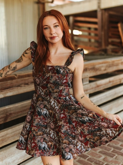 Jacquard Horse Flutter Dress